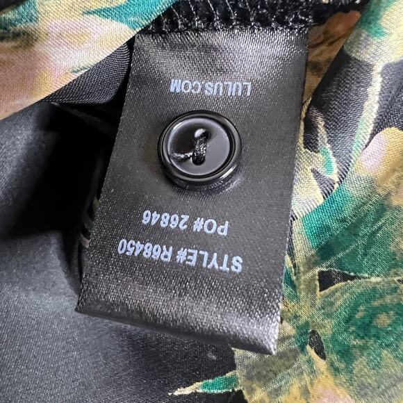 Lulus Darby‎ Floral Shirt Womens Small Dark Charcoal Satin Long Sleeve Going Out - Picture 9 of 11